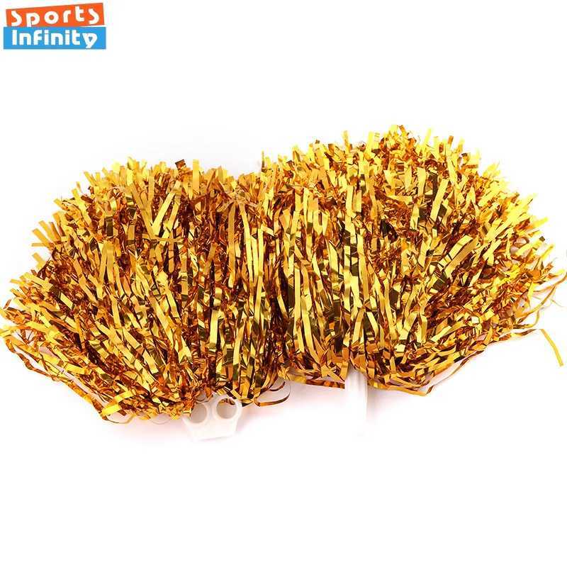 Cheerleading Pom Poms with Handle Cheer Balls Gold Silver Pink Red Green Blue for Hand Dance Women Girl Kids Pompoms AccessoriesW250121