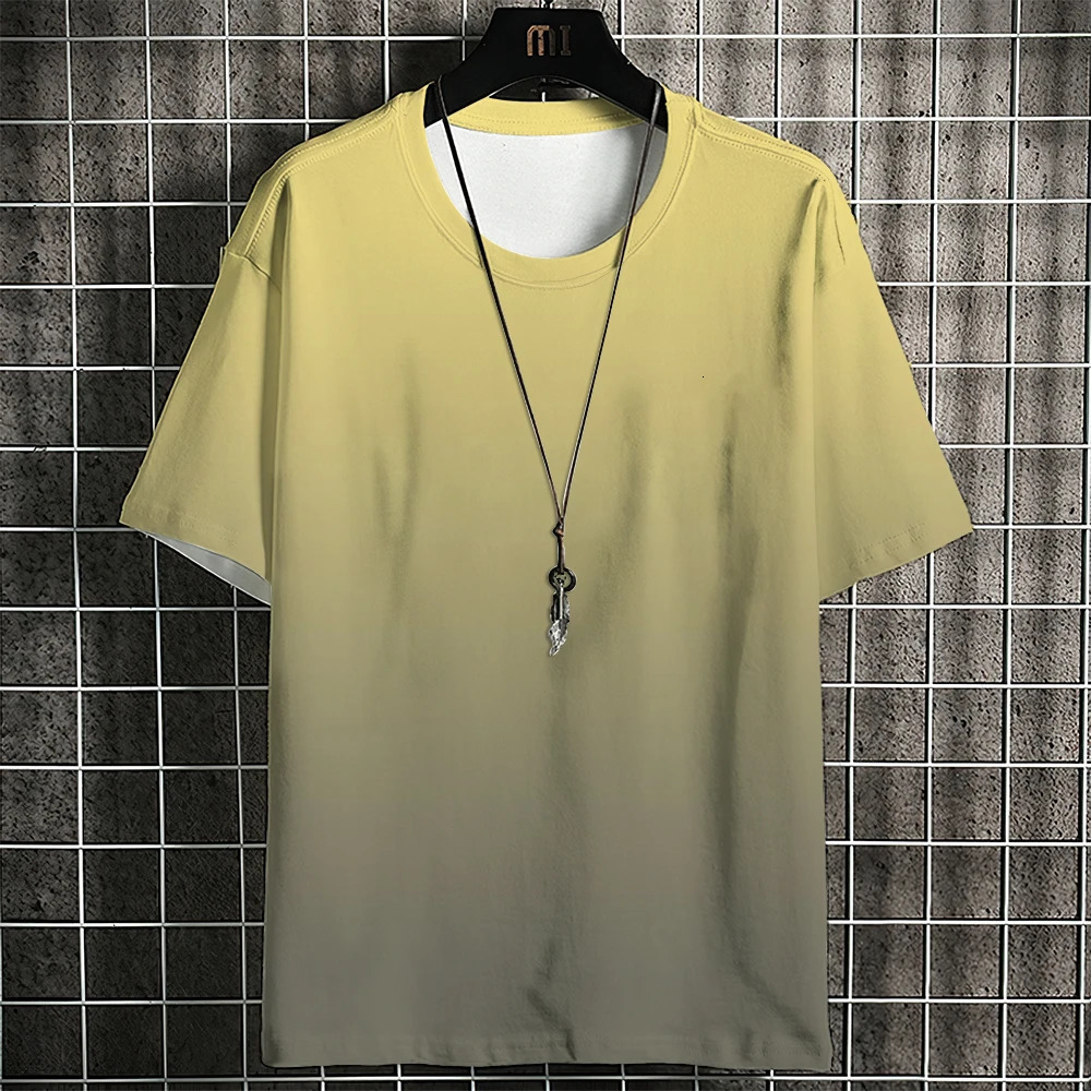 Summer Mens Tshirt Gradient Print Pattern Simple Trend Classic Street Style Clothing Casual High Quality Top 250122