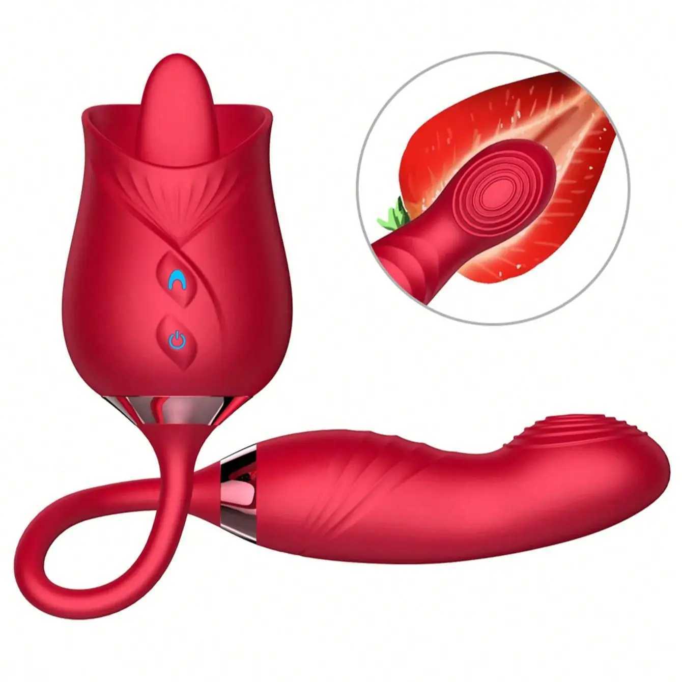 Rose tongue licking vibrator female clitoris G-Spot vaginal dual impact stimulator 10 vibration mode rose masturbator W250117