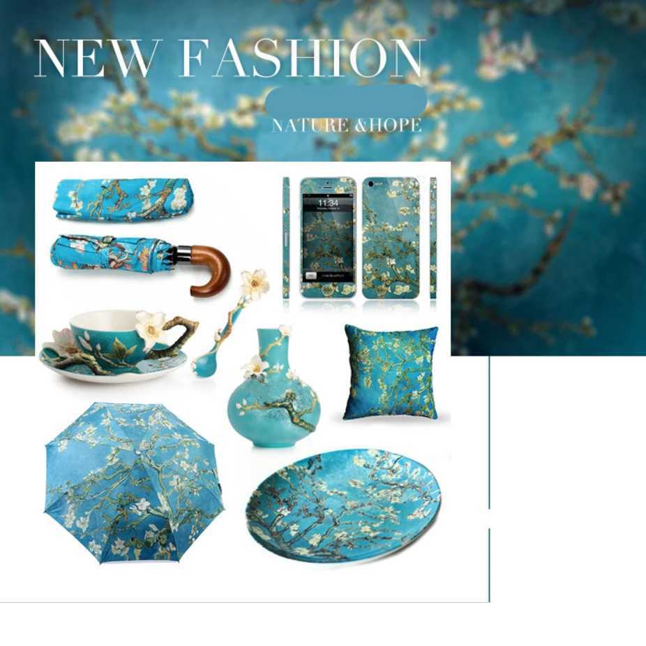 Visual Axles Luxury Silk Scarf Women Designer Van Gogh Oil Painting Tree Silk Shls Ladies Wrs Scarves Foulard New W250118