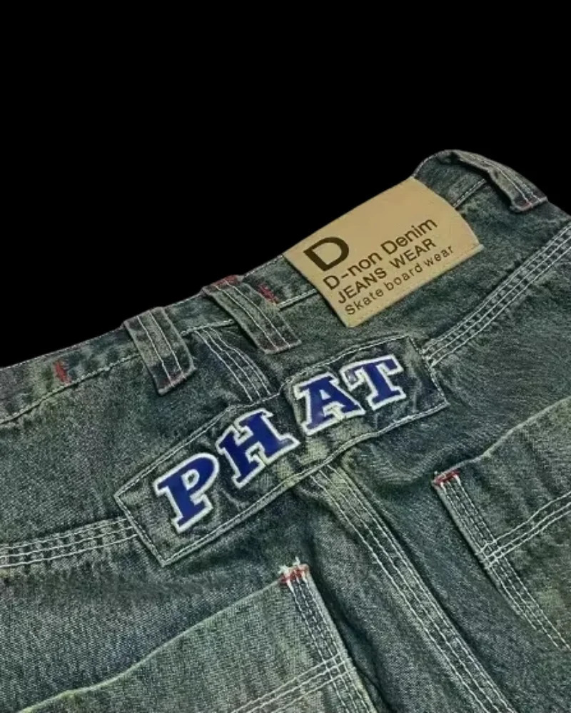 Y2K Fashion Letter Embroidery Patch Pack Jeans Womens Street Retro Hip Hop Pop Gothic Casual Clown High Waist Wide Leg Pants 250117