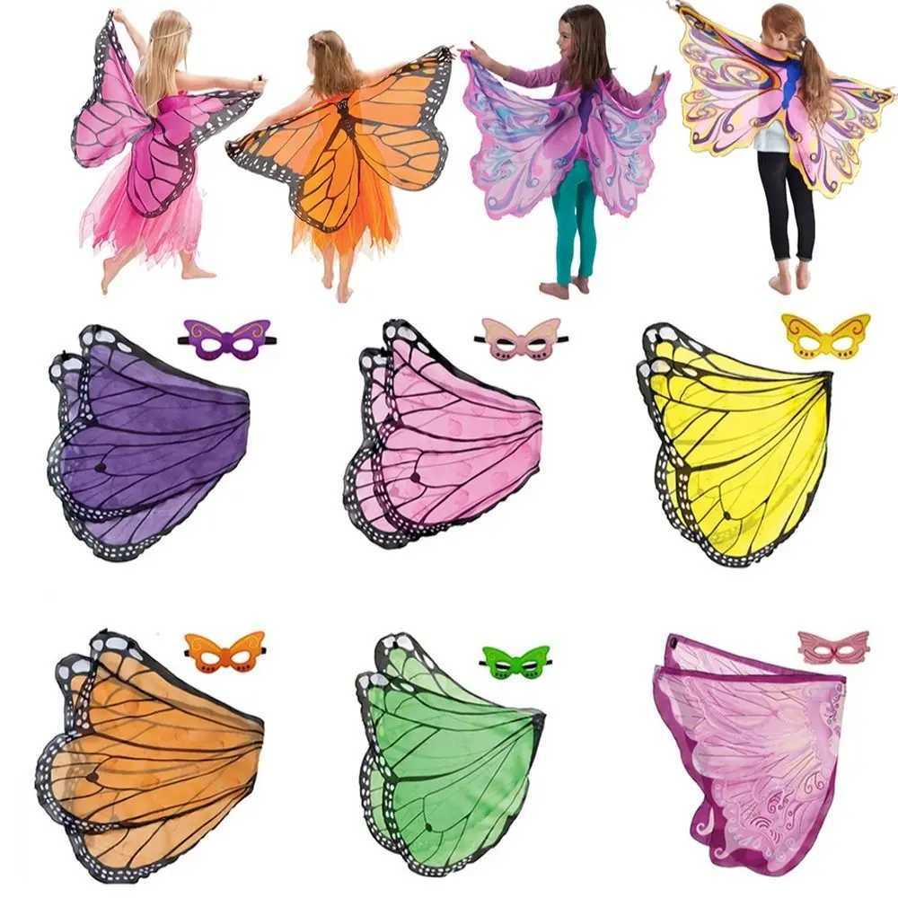 Kids Butterfly Costume Halloween Performance Mask Cloak Childrens Butterfly Elf Angel Wings Christmas Cosplay Stage Costumes W250117