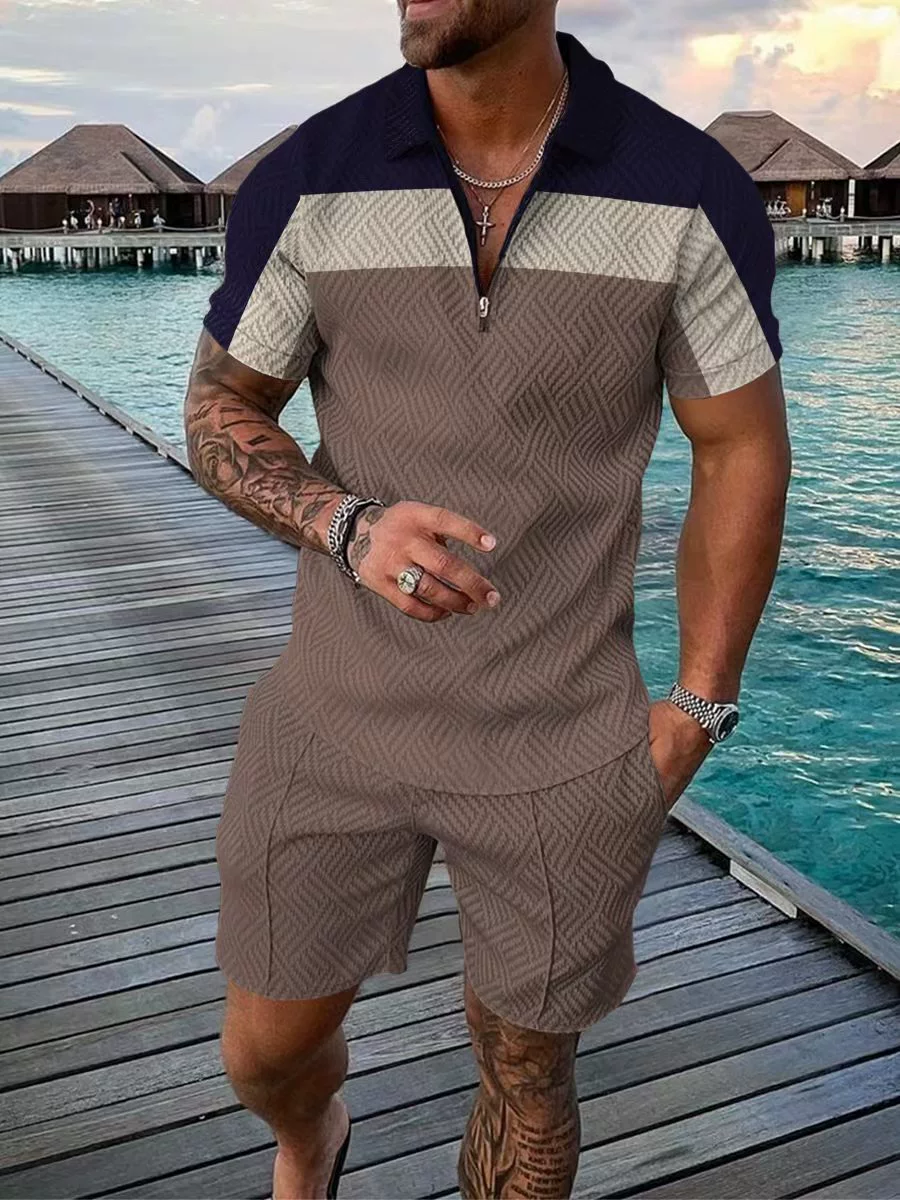 sweat suit for man tracksuits good quality Mens Tracksuits Polo Zipper Jacket short Sleeve summer Designer Tracksuit Oversized Loose Suit Large s-3XL