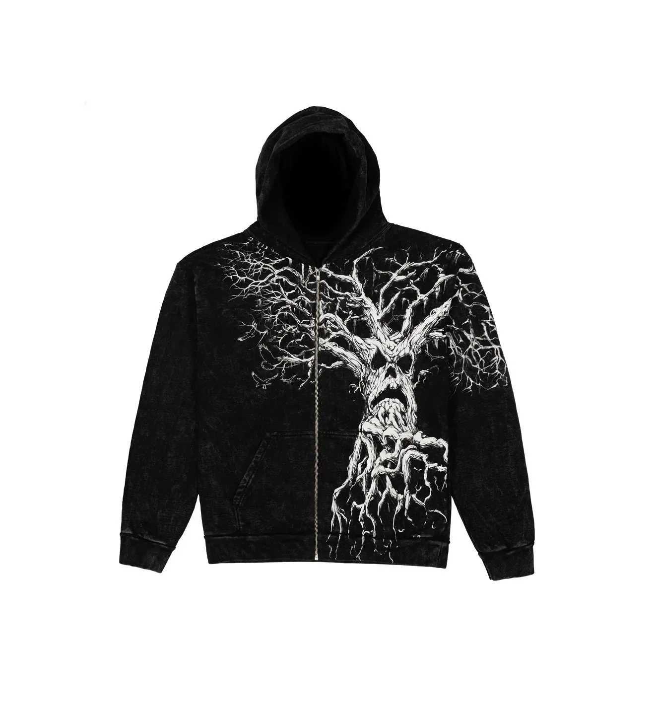 Y2k Retro Gothic Zip Up Hoodie for Men Punk Washed Oversized Loose Cotton Zipper Jacket Hip Hop Streetwear Sweatshirt W250117
