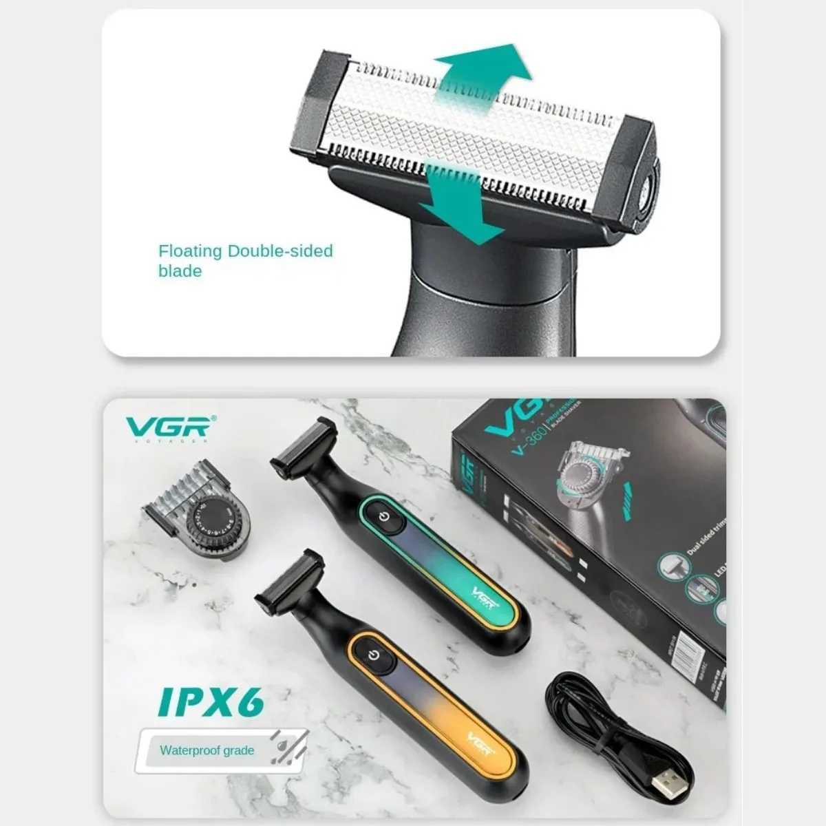 VGR Shaver Professional Razor Portable Hair Trimmer Adjustable Beard Trimmer IPX6 Razor Electric Shaving Mane for Men V-360W250117