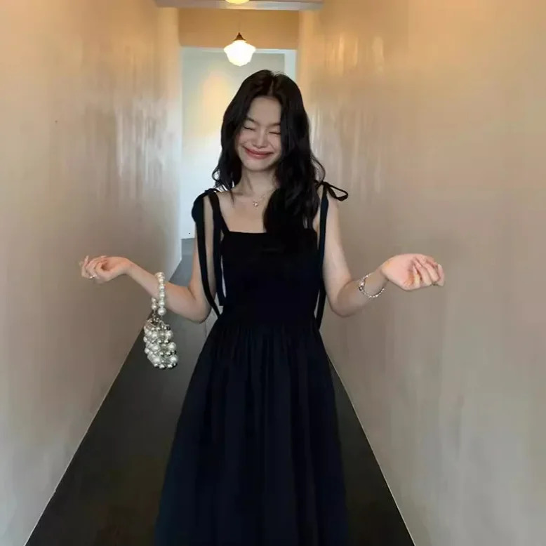 French style black womens weight loss dress summer mini cute vest dress long weight loss sleeveless interior 250110
