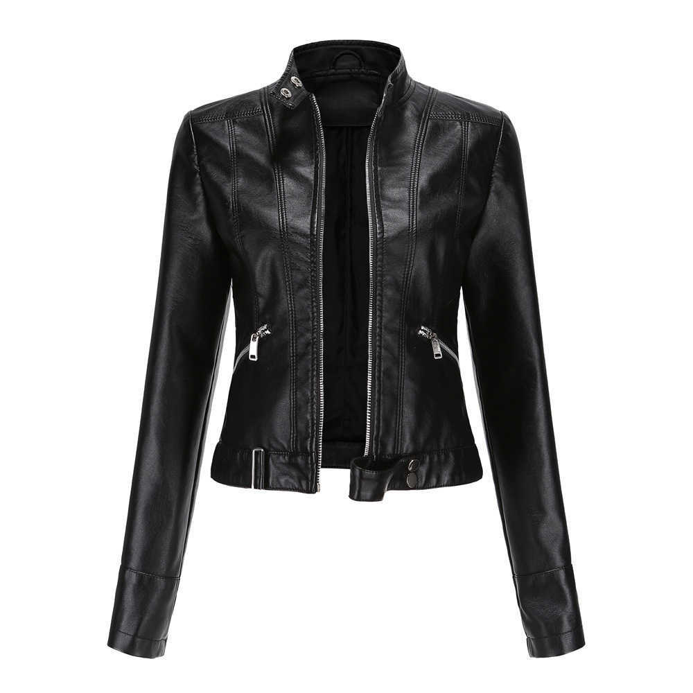 New Leather Dress Womens Short Jacket Spring Autumn Stand Collar Jacket European Womens Leather Womens Jacket 241209
