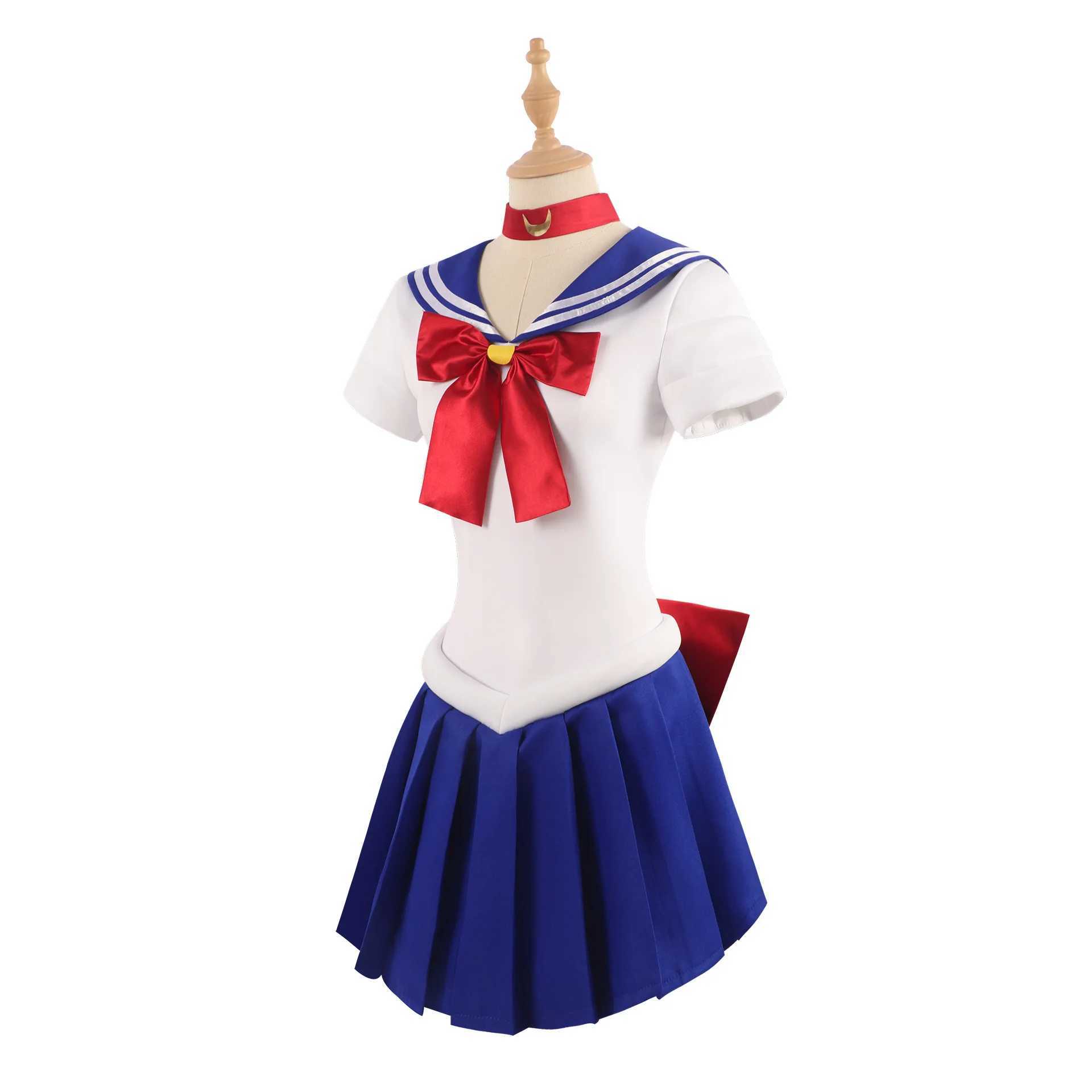 Anime Sailor Moon Cosplay Costume Tsukino Usagi Uniform Dress Outfits Cosplay Yellow Wig Halloween Carnivl Party Women Kids W250117
