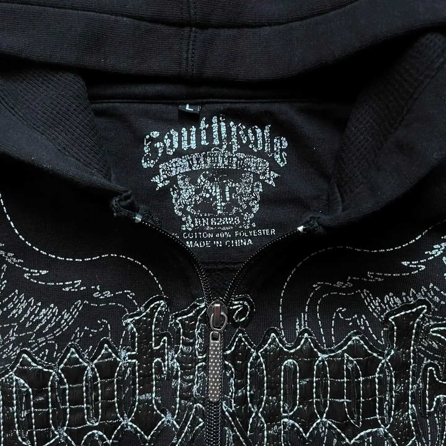Y2K Fashion Zipper Hoodie New Gothic Large Pattern Printed Embroidered Hoodie Mens Loose Sweater Couple Casual Hoodie W250117