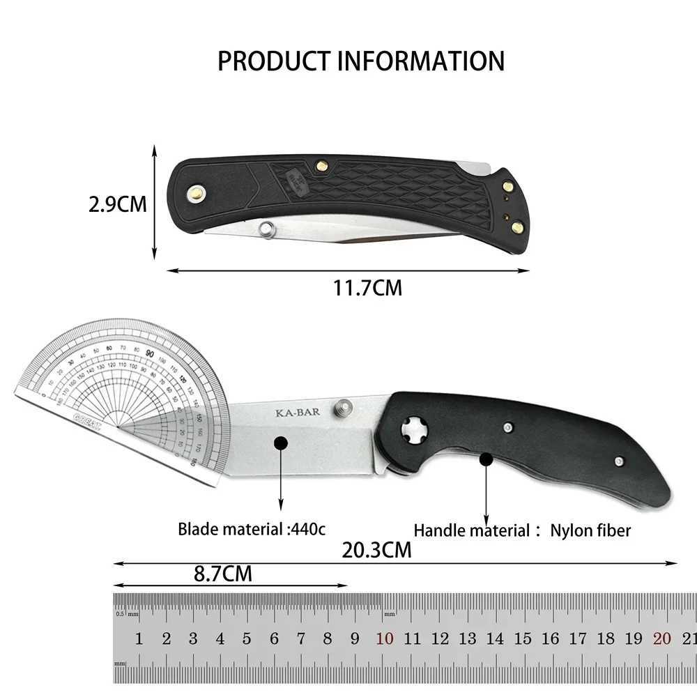 Folder Jarosz Kabar Black Tanto Point 7506 Knife 440C Stainss Steel Self Dense Hunting Tactical EDC is Knives for Men