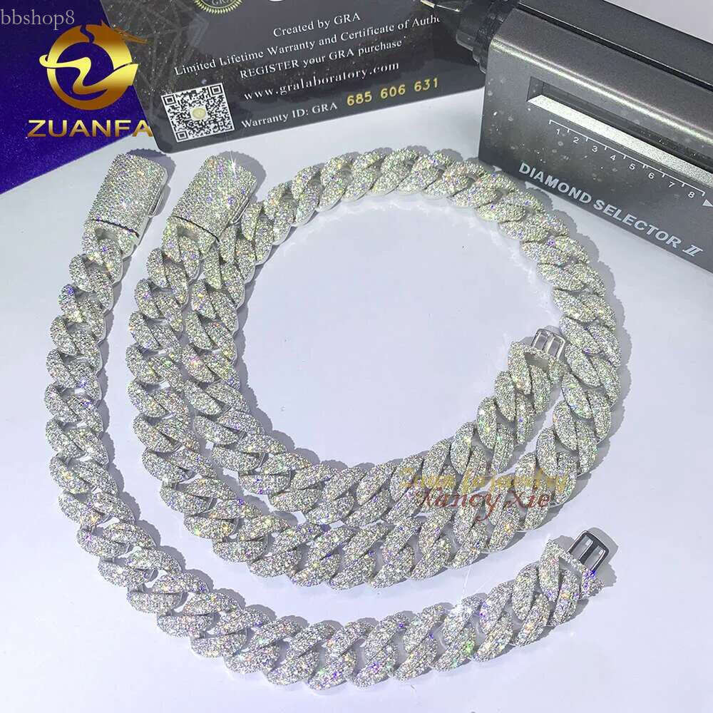 sterg sier k hip hop jewelry 12mm moissanite cuban chain necklace
