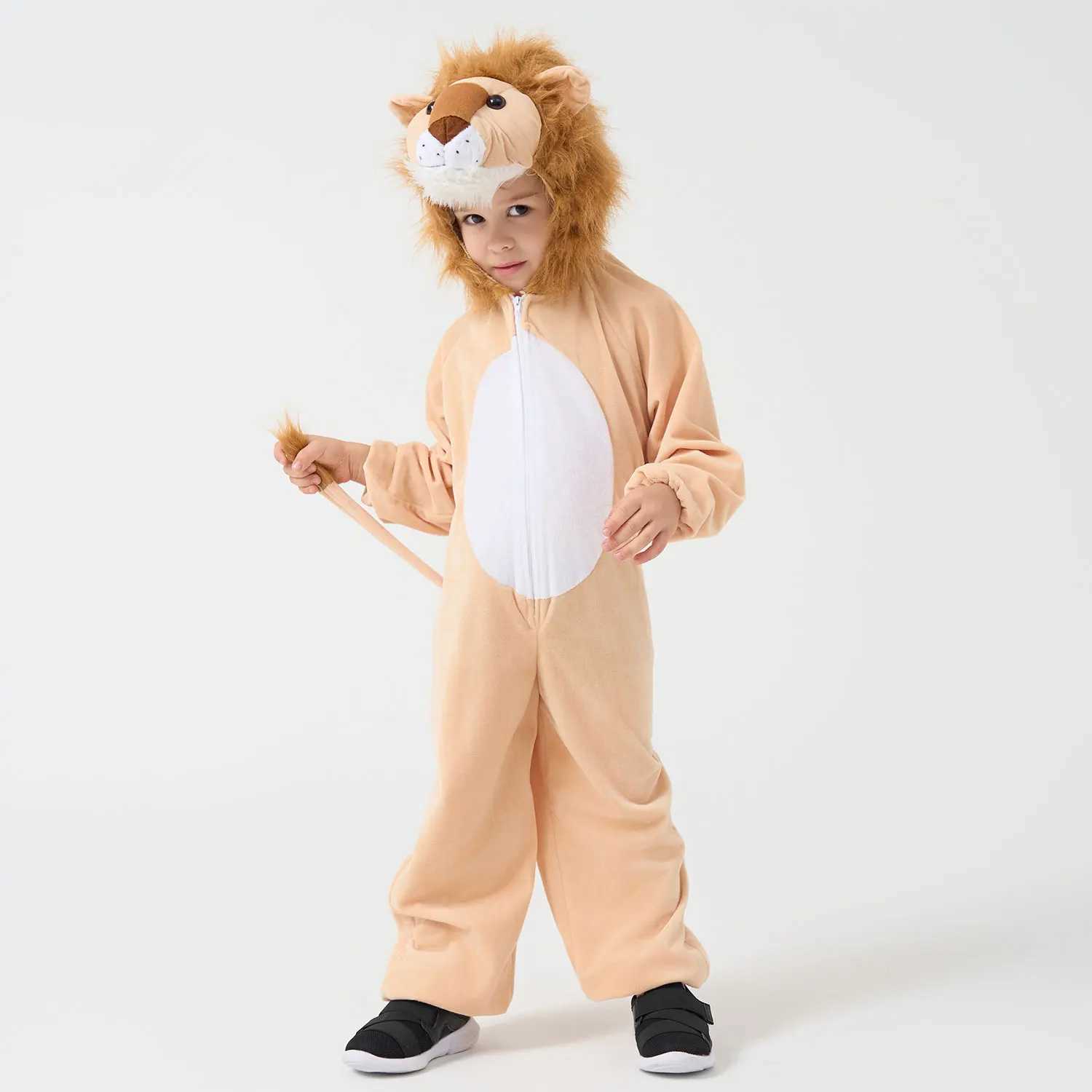 Order Toddler Kids Child Animals King Lion Costume for Boys 2-4Y 4-6Y 6-8Y Hoodie Jumpsuit Velvet High Quality Update Version W250117