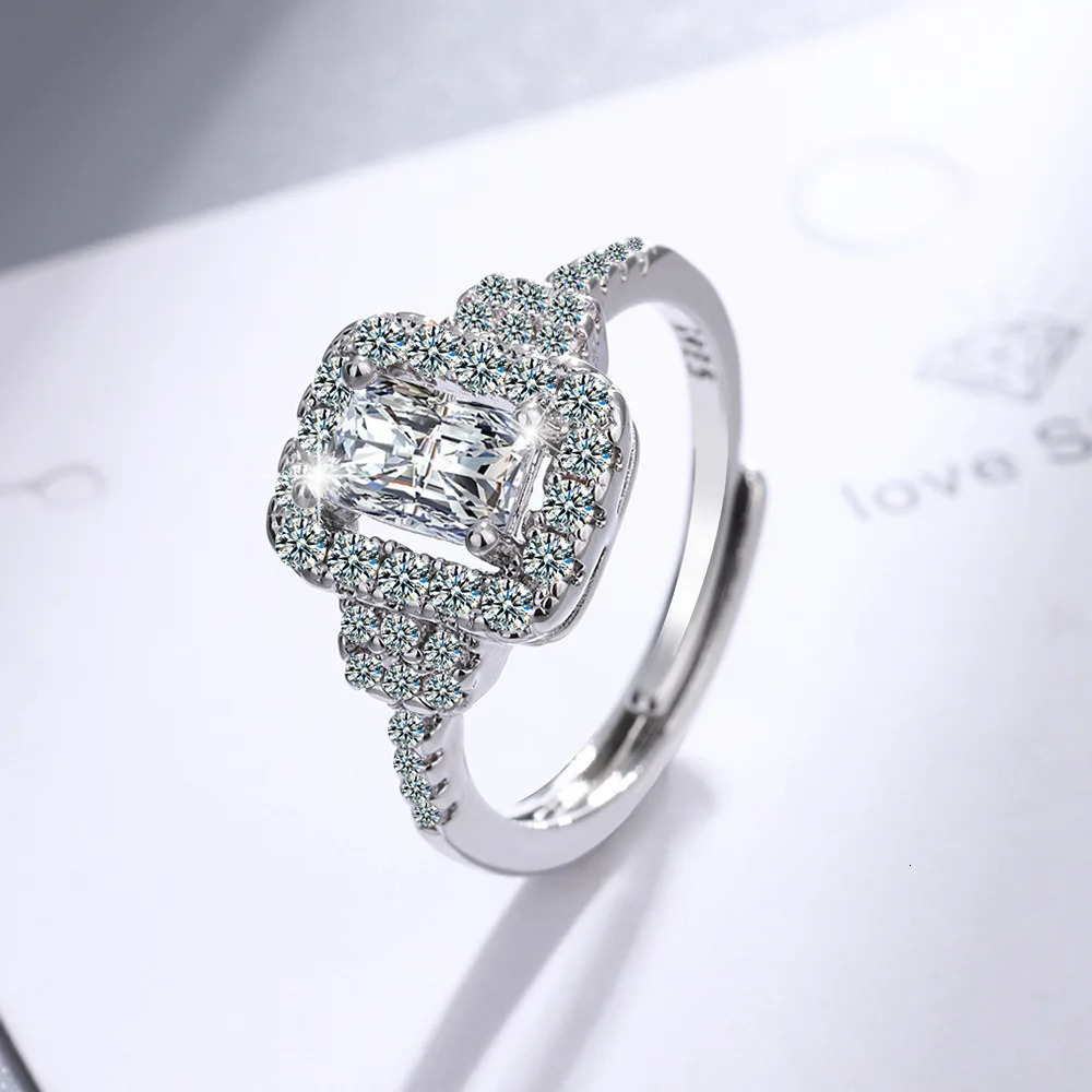 925 Sterling Silver Ring Sparkly Zircon Adjustable Simplicity Fashion Exquisite Women Jewelry Accessories Wedding Party Gift 250121