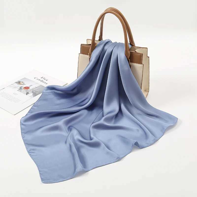 70*70cm Small Size Satin Square Scarf Women Master Handkerchief Solid Color Matte Silk Hair Wrs Thin Plain Female Neckerchief W250118