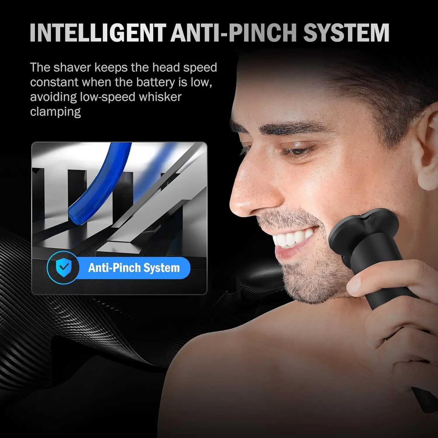 Sejoy Electric Shavers 3D Floating Rechargeable Electric Trimmer Razor Type-C Washable Rotary Shaving Beard ManeW250117