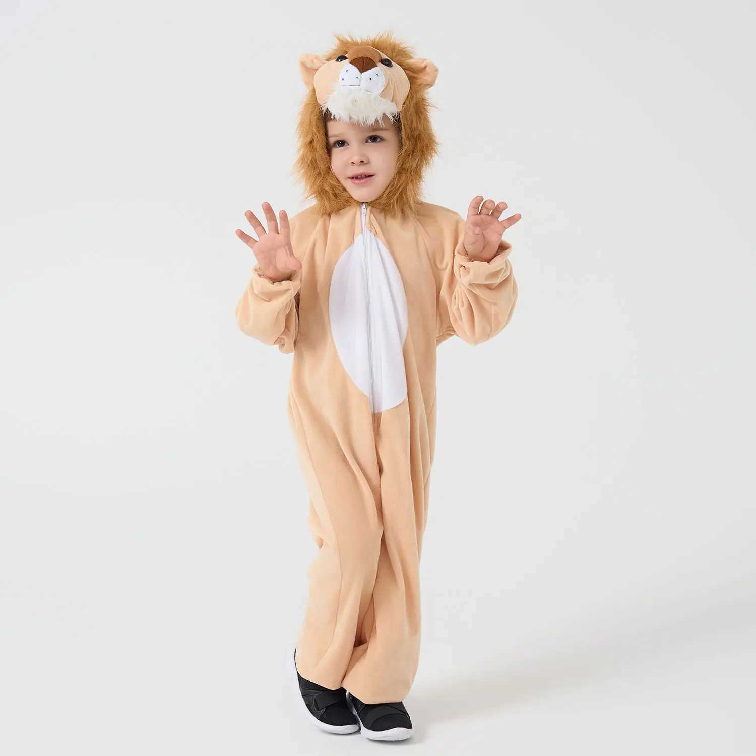 Order Toddler Kids Child Animals King Lion Costume for Boys 2-4Y 4-6Y 6-8Y Hoodie Jumpsuit Velvet High Quality Update Version W250117