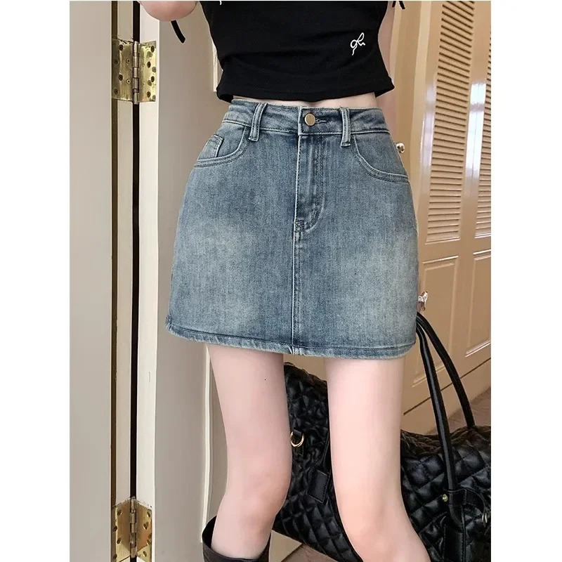 Plus Size American Style Vintage Denim Skirt For Women High Waisted Slimming Mini Dress Summer 2024 n Sensibility Niche y250122