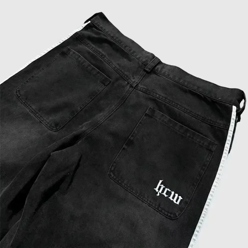 High Street Vintage striped ed highwaisted Jeans Men Women casual pants Harajuku Hip Hop baggy wideleg jeans 250121