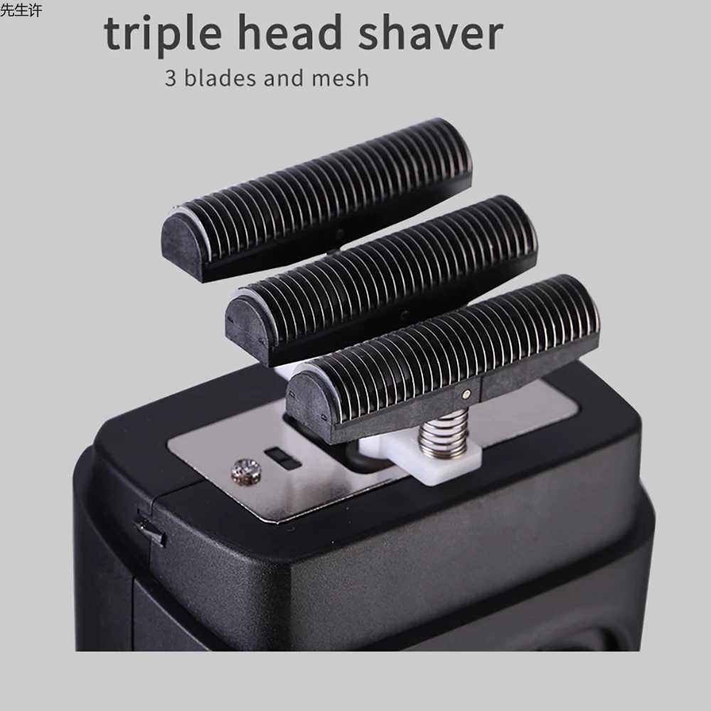 Kemei Powerful Electric 3 Foil Shaver Triple Head Shaving Mane Men Rechargeable 3 s Razor Barber Bald Head Beard TrimmerW250117