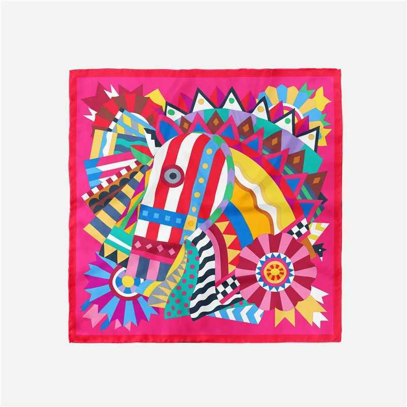 2023 New 53*53cm Silk Satin Hair Scarf Women Handkerchief Printed Female Square Head Bandana Small Neck Muffler Hijab La Girl W250118