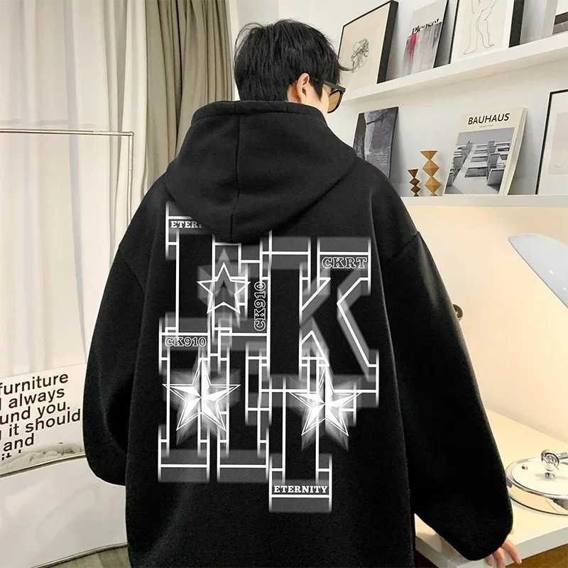 Autumn Hip Hop Mens Super Large Hoodie Letter Printing Hoodie Sportswear 2024 New Y2K Street Clothing Wool Pulling Hoodie W250117