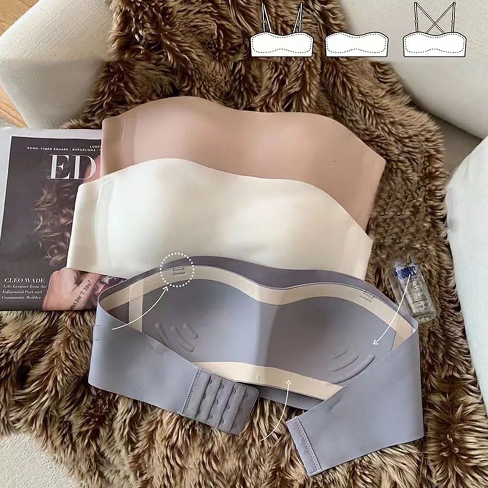 Summer Strapless Bra Women Underwear seamless Push Up Brassiere Invisible Small Chest Tube Top Antilight Wedding Womens 250122