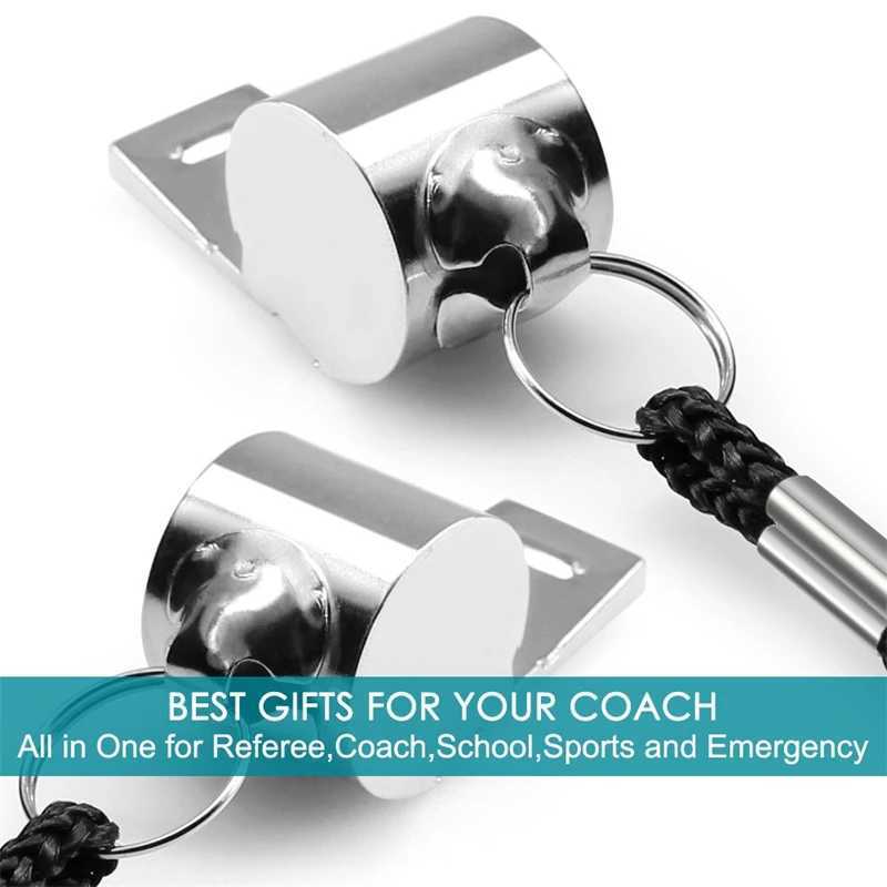 /5/0pcsStainless Steel Whistles Referee Sport Rugby Metal Rope Party Training Soccer Football Basketball Cheerleading ToolW250121