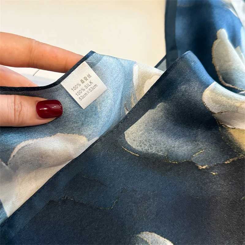 %Silk womens scarf high-quality luxury 53cm square scarf oil painting style neck hair wrist bandage tie Shls design W250118