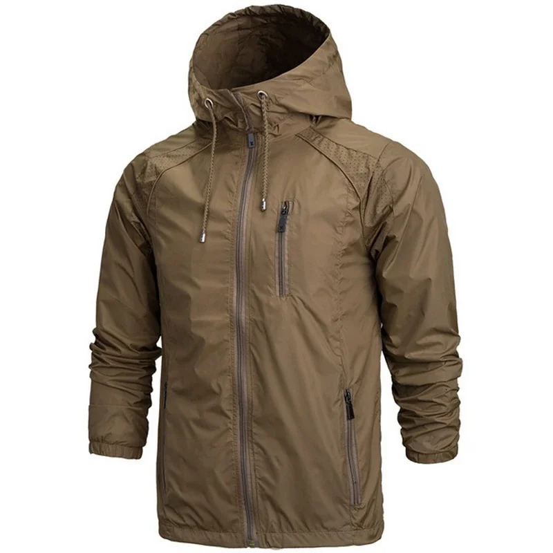 Mens thin hooded sports windproof jacket breathable outdoor hiking hunting climbing training waterproof 250122