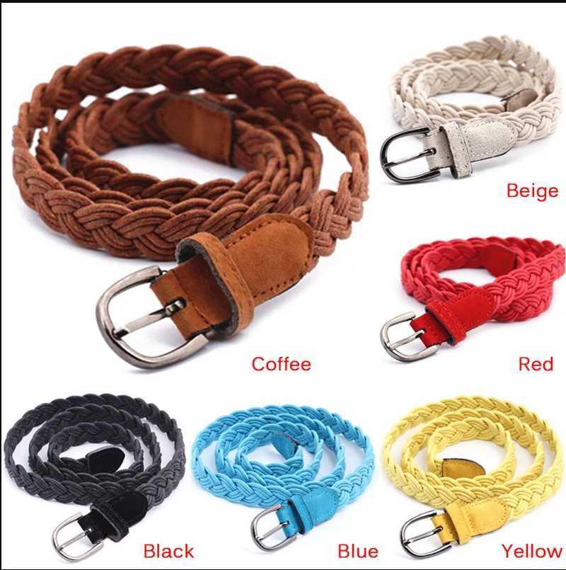 1Pc 102cm Womens Brown White Braided Belt with Hemp Rope Braided Belt Womens Belt 6 Colors W250120