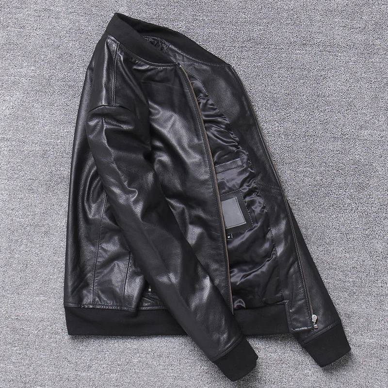 Genuine Leather Jacket Men Cowhide Bomber Jacket Casual Spring Autumn Cow Leather Coat Chaqueta Cuero Hombre X- 250120