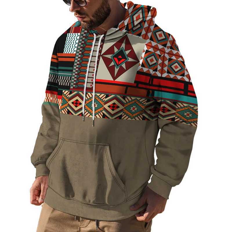 Aztec Geometric Graphics 3D Print Hoodies Men Women Retro Hooded Sweatshirts Oversized Pullovers Y2k Tracksuit Tops Man Clothing W250117