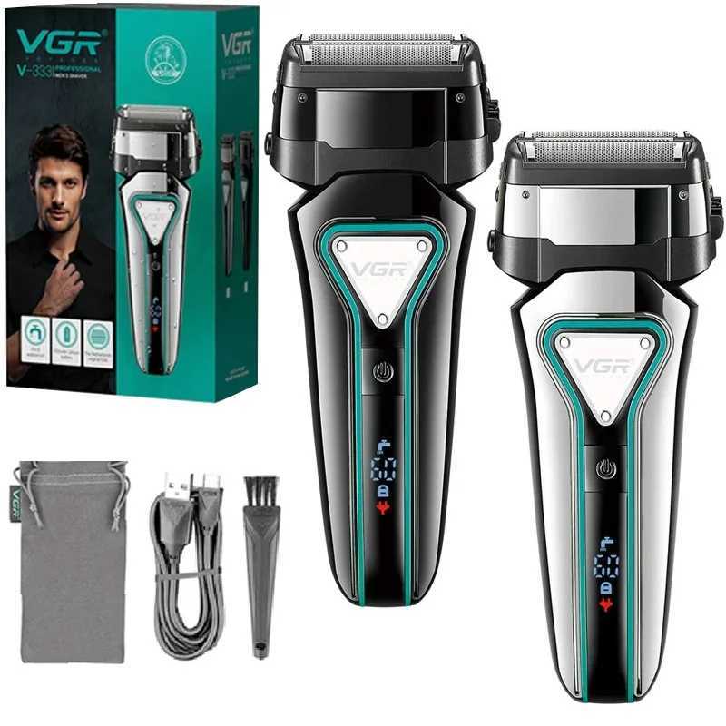 VGR 3D Mens Washable Wet Dry Electric Shaver Rechargeable Face Electric Razor bald Washable Beard Shaving Mane LCD DisplayW250117