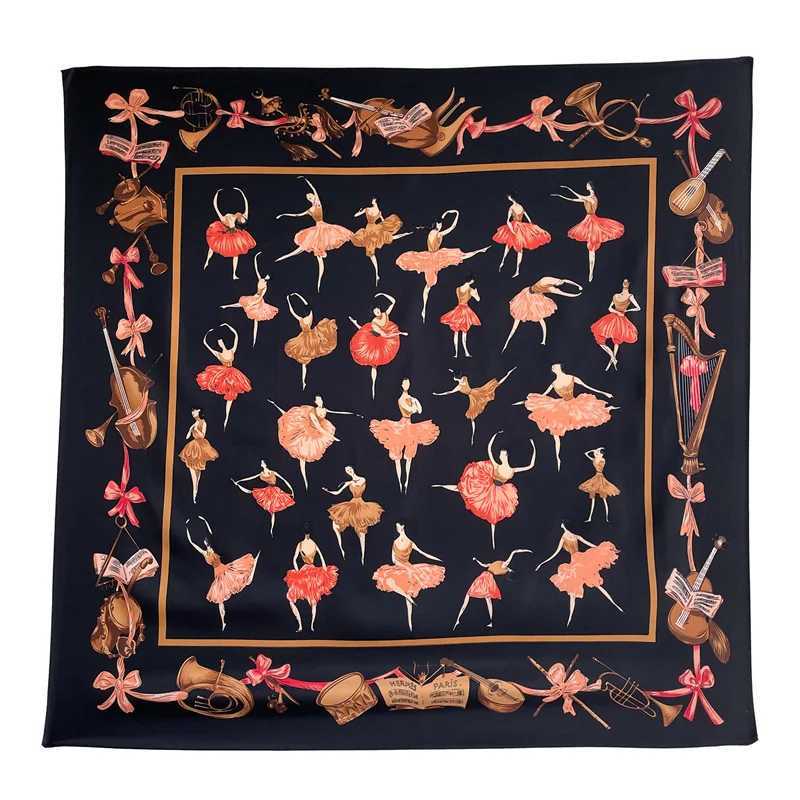 La Scarf Ballet Girl Print Designer New Large Square Scarves 90cm Thin Twill Silk Shl Headscarf Luxury Brand 2024 Fashion W250118