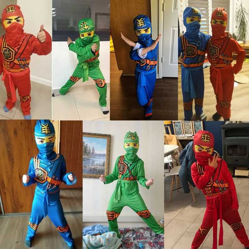 Leg Kids Ninja Cosplay Costume Jumpsuit Set Halloween and Christmas Party Costume Street Costume Ninja Anime Samurai Suit W250117