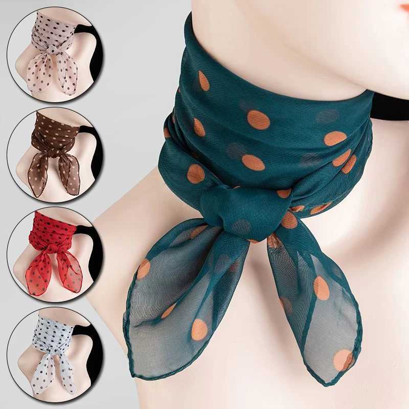 Fashionable chiffon polka dot scarf for women retro temperature polka dot square scarf multi-color polka dot collar W250118