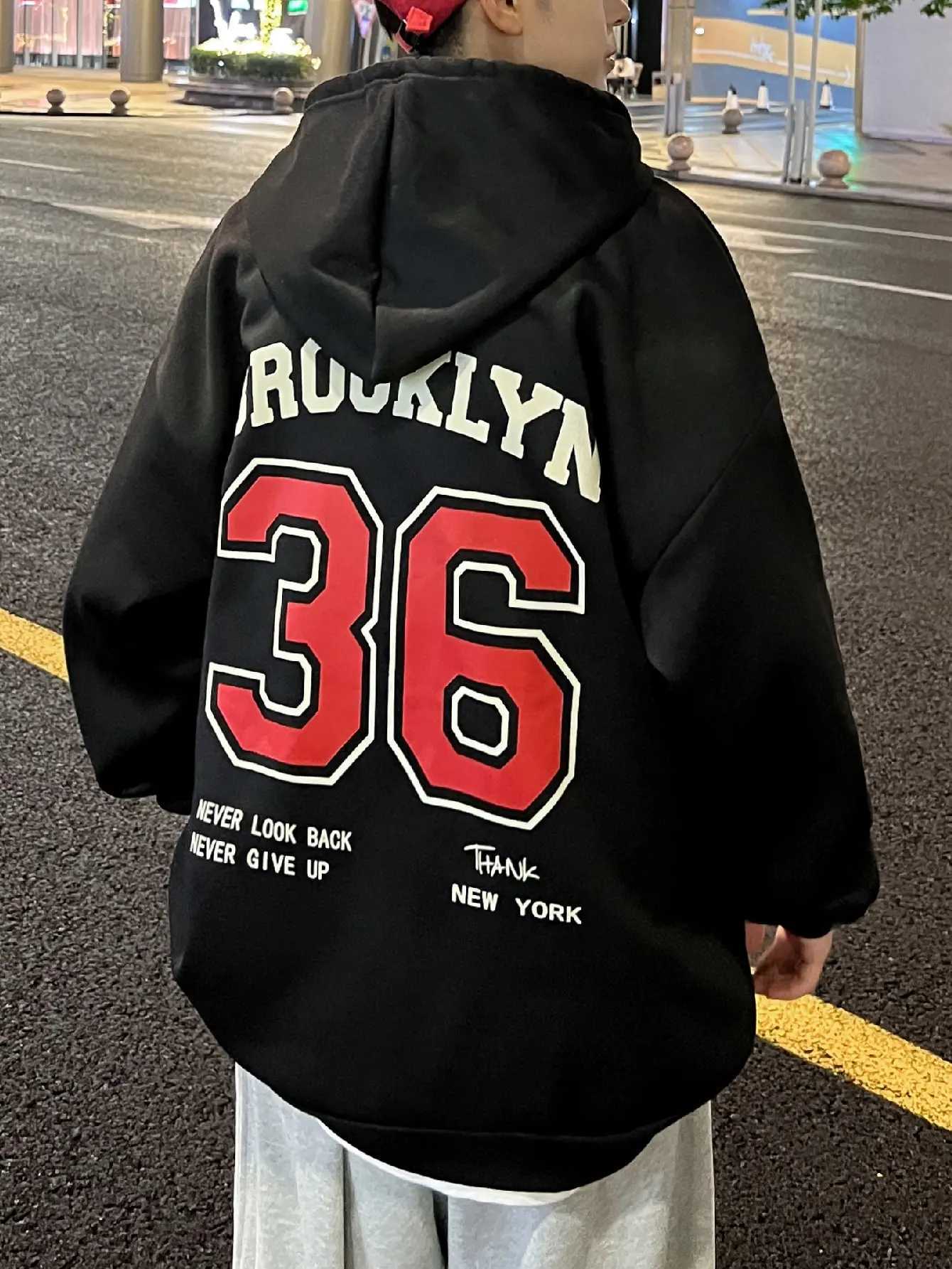 Brooklyn 36 Art Letter Retro Design Hoodies For Mens All-Match New Pullovers Street Casual Hoody Pocket Comfortable Male Tops W250117