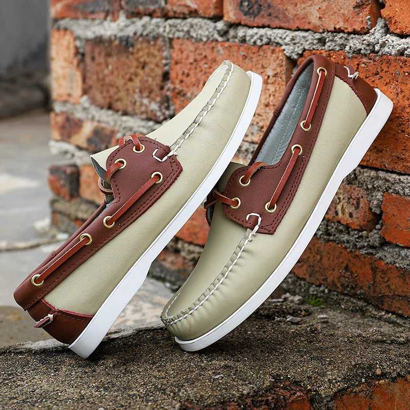 Breathable Mens Casual Leather Shoes Summer Slip Loafers Hot Sale Male Boat Flats Versatile Comfy Driving Shoes ManXJ250118