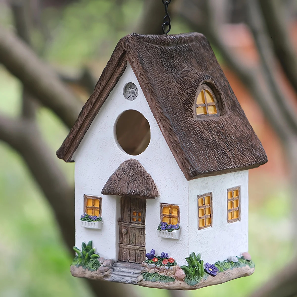 Outdoors Decorative Bird House Hanging Birds Feeder Resin Yard Country Crafts Landscape Ornaments Bird Parrot Nest Box 250121
