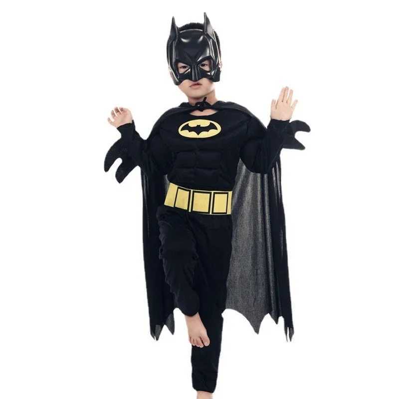 Movie Child Batman Cosplay Costume Hero Collection Black Panther Bodysuit Boys Mask Cape Halloween Anime Cosplay Party Jumpsuit W250117