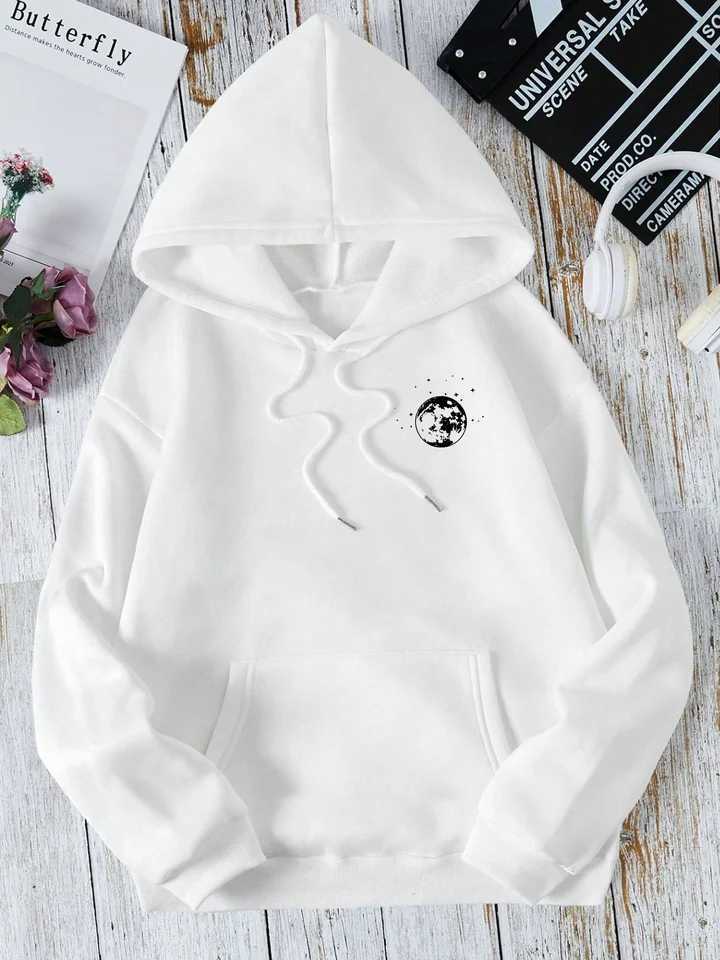 New hoodies with different moon prints front and back printed hoodies casual and fashionable Y2K womens clothing high street W250117