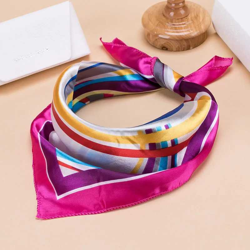 Fashion Square Women Girl Elegant Flight Attendants Hotel Waiter Busin Imitation Silk Scarf printing Korean style Gift 50*50cm W250118