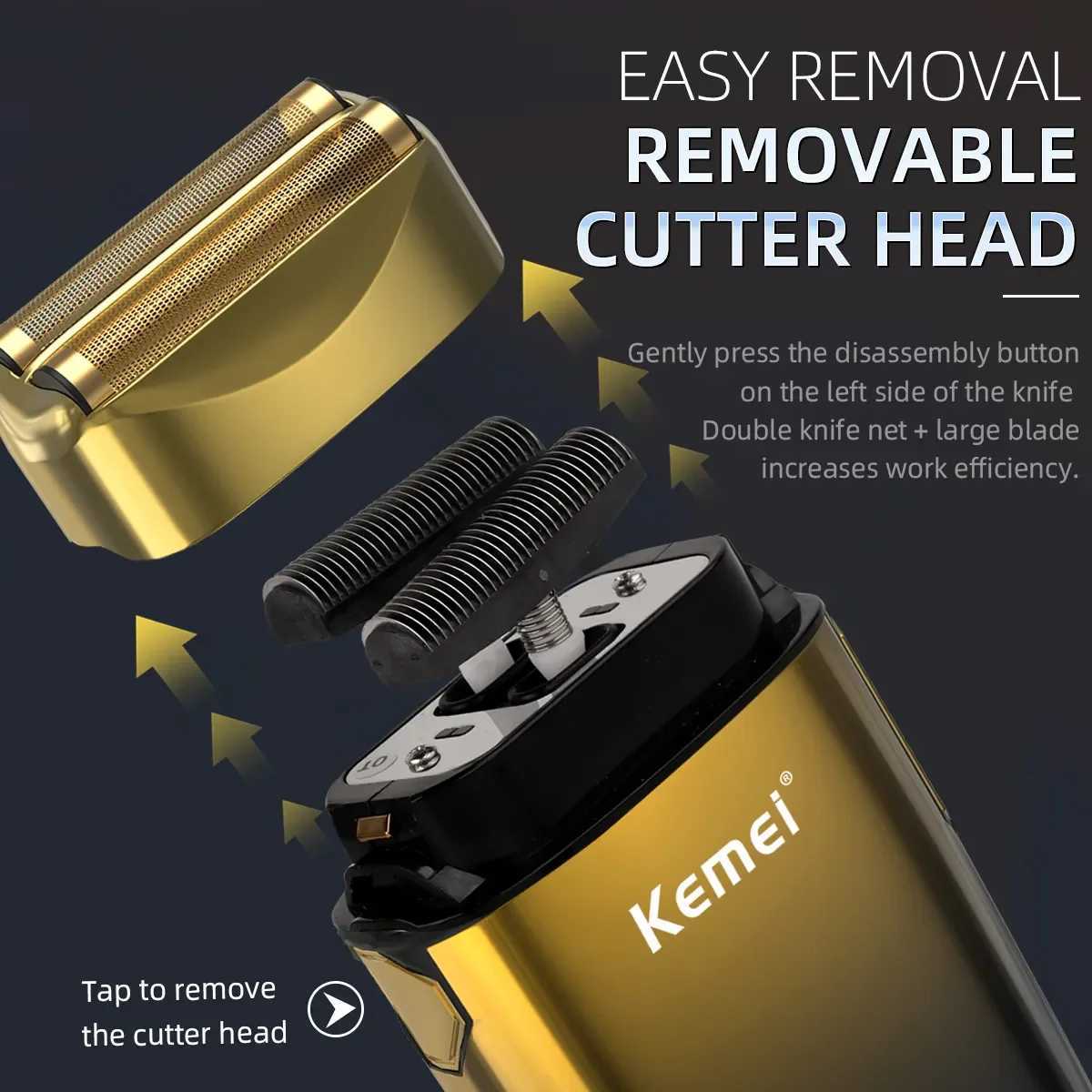 Kemei electric bald shaver hair cutting foil shaver LCD display screen cordless mens shaver USB charging beard trimmerW250117