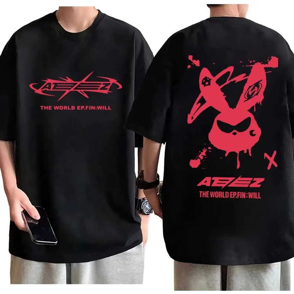 Kpop Ateez The World Ep Fin Will Tour Graphic T Shirts Men Women High Quality Fashion Trend T-shirt Street Y2k Style T-shirts W250117