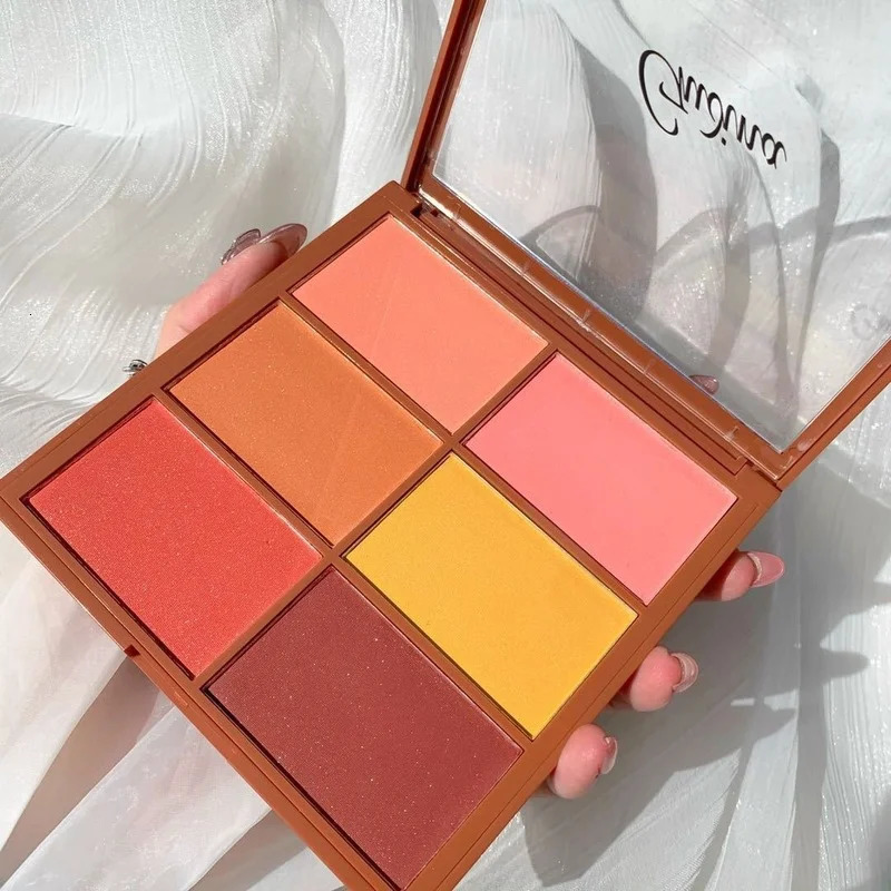6 Colors Matte Blush Palette Cute Sunburn Makeup Palette Peach Pumpkin Color Lasting Nature Water Proof Quality Female Cosmetic 250121