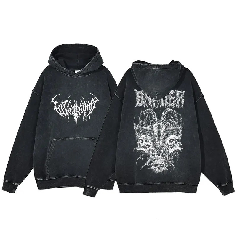 Y2K Hoodies Men Anime Harajuku Gothic Skull Print Hooded Sweatshirt Teen Workout Casual Vintage Hip Hop Long Sleeve Pullover 250108