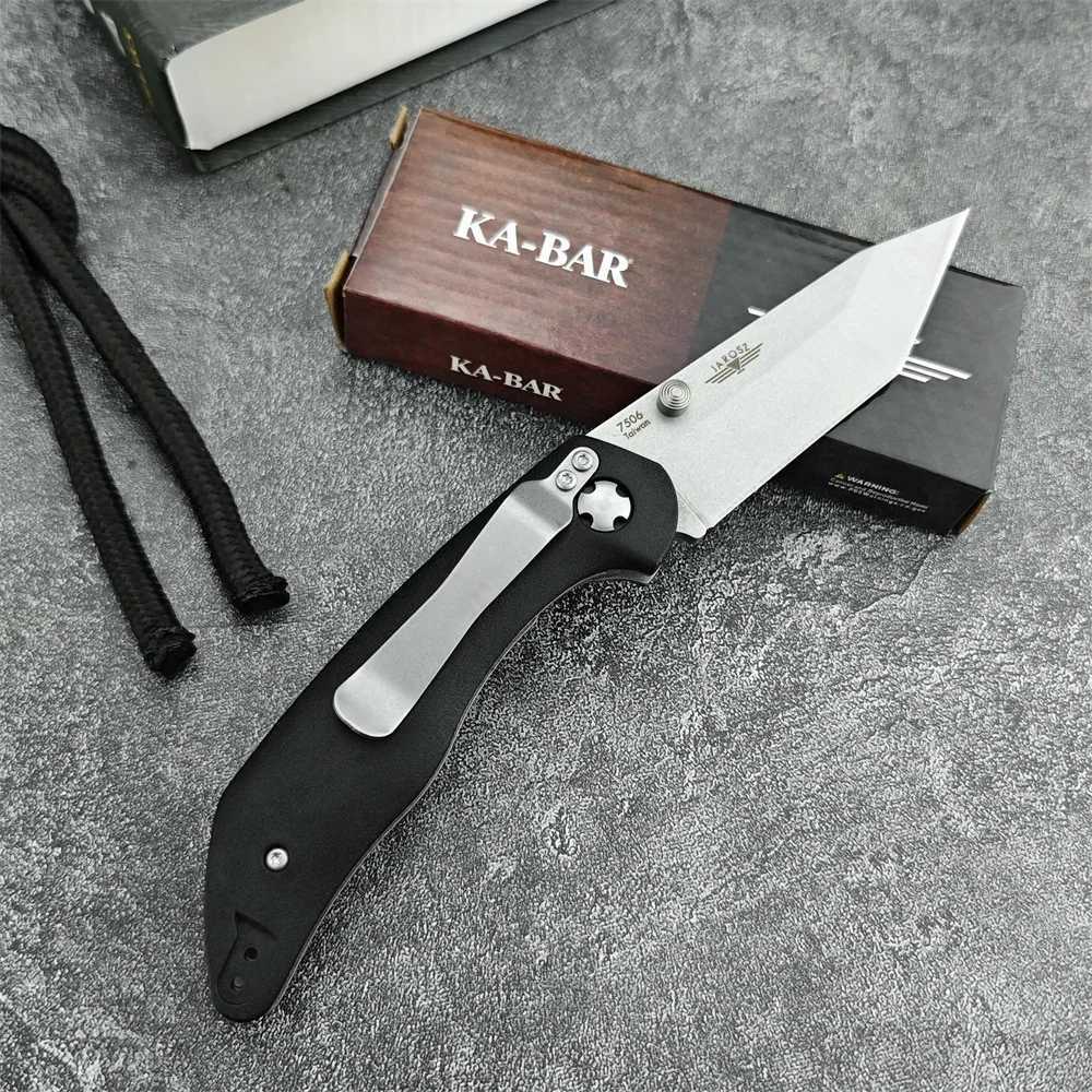 Folder Jarosz Kabar Black Tanto Point 7506 Knife 440C Stainss Steel Self Dense Hunting Tactical EDC is Knives for Men