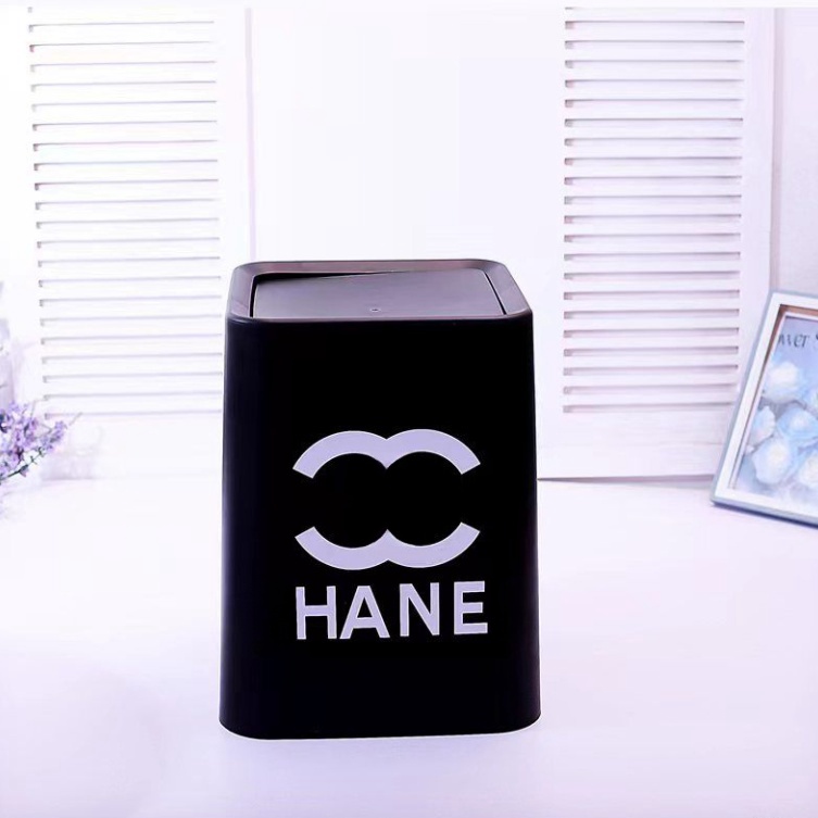 high quality 2025 classic black letter logo 8L trash can designer Waste Bins luxury household bathroom living dining room bedroom kitchen garbage storage bin