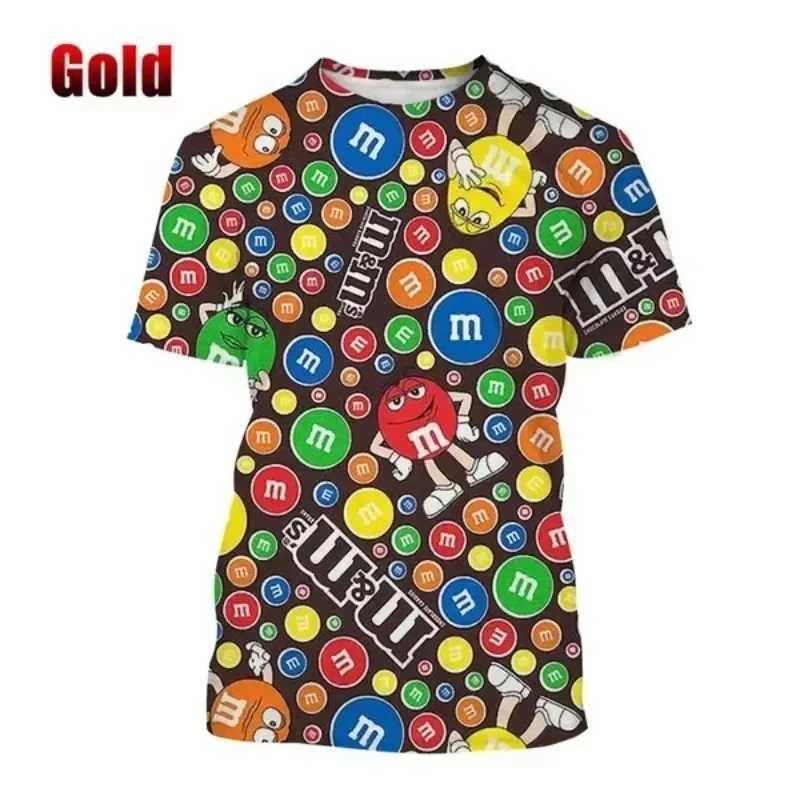 M ms Chocolate Beans Mens T-shirts 3D Print Fashion Short Sleeve O-Neck Hip Hop Oversized Harajuku Y2K T Shirt Unisex Clothes W250117