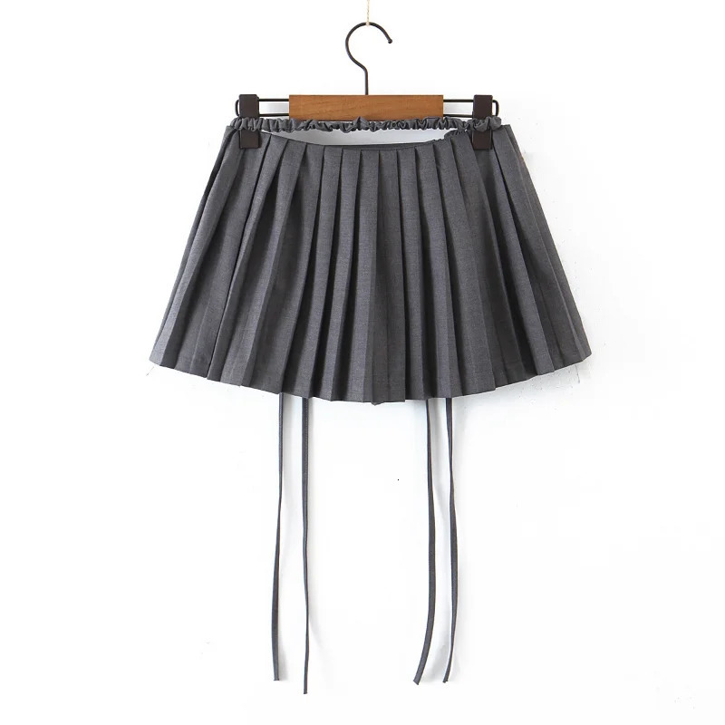 Y2K Womens Clothing Spring Summer Female Sexy Polyester Skirt Women Slim Mini Kawaii Black Skirts Laceup Above Knee 250121